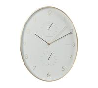 Well Home Horloge Murale en Aluminium avec Bord doré, thermomètre et hygromètre de 34,5 x 27,1 cm