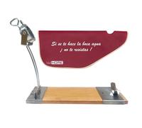 Well Home IBERIA Luxe Support à jambon rotatif en bois et acier inoxydable + étui pour jambon 'Tiberic' Bordeaux