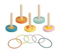 Well Home Juego de Lanzamiento del Anillo en madera con 5 soportes y 5 Anillos de plástico