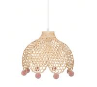 Well Home - Lampe suspendue en bambou au design évasé Ø28 cm Ce plafonnier en bambou aux pompons colorés est parfait pour créer une ambiance romantique et cosy dans une chambre d'enfant. Au design dél
