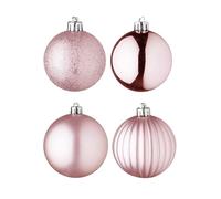 Well Home Lot de 100 Boules de Noël Roses en Tube Pet avec différents Motifs et Finitions