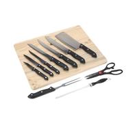 Well Home Lot de 11 couteaux avec couvercle en acétate et planche en bois Idéal pour votre cuisine