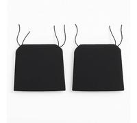 Well Home Lot de 2 Coussins de Chaise Noirs avec Liens 40 x 40 cm