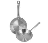 Well Home Lot de 2 poêles Ø30Ø34 cm en acier inoxydable, adaptées pour l'induction et sans antiadhésif