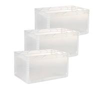 Well Home Lot de 3 boîtes industrielles transparentes 60 x 40 x 32 en polypropylène compactes et résistantes