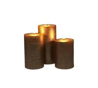 Well Home Lot de 3 Bougies LED de Couleur Or à Surface Rustique