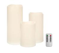 Well Home Lot de 3 Bougies LED de Tailles différentes et Clignotantes avec télécommande, Couleur Ivoire