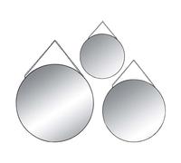 Well Home Lot de 3 miroirs Ronds décoratifs en métal Ø 20 Ø 24 Ø 29 cm
