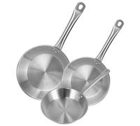 Well Home Lot de 3 poêles Ø 22 Ø 24 Ø 26 cm, en acier inoxydable, adaptées pour l'induction et sans antiadhésif