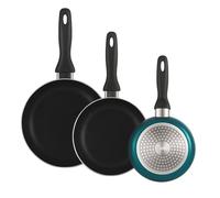 Well Home Lot de 3 poêles Ø16Ø20Ø24 cm en aluminium pressé en bleu métallisé