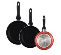 Well Home Lot de 3 poêles Ø16Ø20Ø24 cm en aluminium pressé en cuivre métallisé