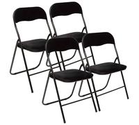 Well Home - Lot de 4 chaises Pliantes en Velours Noir 44 x 52 x 73 cm