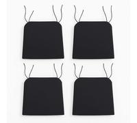 Well Home Lot de 4 Coussins de Chaise Noirs avec Liens 40 x 40 cm