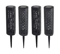 Well Home Lot de 4 Lampes solaires LED 6 x 6 x 20 cm en polypropylène Noir avec Batterie AAA Rechargeable et Interrupteur