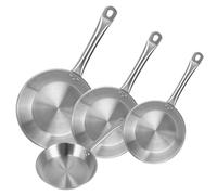 Well Home Lot de 4 poêles Ø20Ø24Ø28Ø30cm en acier inoxydable, adaptées pour induction et sans antiadhésif