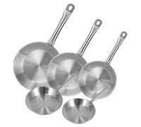 Well Home Lot de 5 poêles Ø20Ø24Ø28Ø30Ø32cm en acier inoxydable, adaptées pour induction et sans antiadhésif