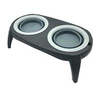 Well Home Mangeoire Double Pliable pour Animaux de Compagnie, Silicone Gris et Noir, 40 x 22 cm, antidérapant