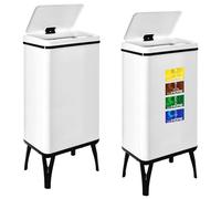 WELL HOME MOBILIARIO & DECORACIÓN 2 poubelles intelligentes de 50 l c/u, hauteur : 83,5 (x 35,5 x 26), blanc avec étiquettes magnétiques