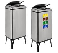 WELL HOME MOBILIARIO & DECORACIÓN 2 poubelles intelligentes de 50 l c/u, hauteur : 83,5 (x 35,5 x 26), gris avec étiquettes magnétiques
