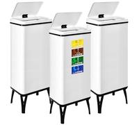 WELL HOME MOBILIARIO & DECORACIÓN 3 poubelles intelligentes de 60 l c/u, hauteur : 95,5 (x 35,5 x 26), blanc avec étiquettes magnétiques
