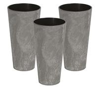WELL HOME MOBILIARIO & DECORACIÓN 3 Tubus Slim Effect en Plastique avec réservoir en Gris foncé, 28,6 (Hauteur) x 15 x 15 x 15 cm