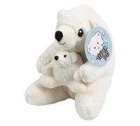 WELL HOME MOBILIARIO & DECORACIÓN- Adorable Peluche Motif Ours Polaire avec Enfant de 16 cm de Couleur Blanche, WH14711, 15x13x16