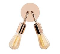 WELL HOME MOBILIARIO & DECORACIÓN Applique Murale Interieur, Lampe Murale Industrielle Bois, Cuivre 14x14x20 cm