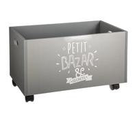 WELL HOME MOBILIARIO & DECORACIÓN Coffre à jouets gris à roulettes pour enfants - L 48 x l 30 x H 28 cm