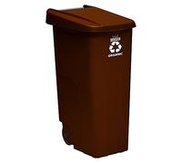 Conteneur Wellhome Recycle 110 litres, fermé avec couvercle, idéal pour le recyclage des déchets organiques, avec roues
