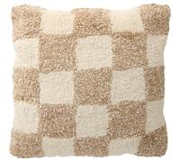 WELL HOME MOBILIARIO & DECORACIÓN Coussin en Coton Motif à Carreaux dans des Tons naturels 45 x 45 cm