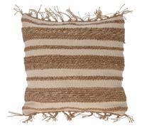 WELL HOME MOBILIARIO & DECORACIÓN Coussin en Jute et Coton avec Franges Beige/Multi 45 x 45 cm - Rembourrage de 400 g sous Vide