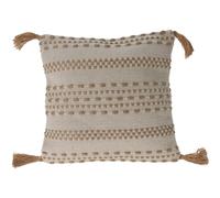 WELL HOME MOBILIARIO & DECORACIÓN Coussin en Jute et Coton Naturel avec Rembourrage Tessel de 400 g - Taille 45 x 45 cm