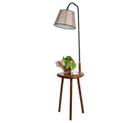 WELL HOME MOBILIARIO & DECORACIÓN Lampadaire, abat-jour conique beige avec bois, noyer, collection Victoria, 30x30x160, E 27 Max 60 W base