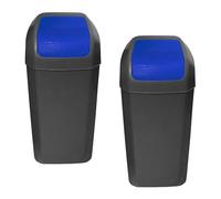 WELL HOME MOBILIARIO & DECORACIÓN Lot de 2 poubelles avec couvercle basculant de 15 l/u, couleur bleue