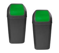 WELL HOME MOBILIARIO & DECORACIÓN Lot de 2 poubelles avec couvercle basculant de 15 l/u, couleur verte
