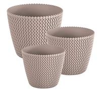 WELL HOME MOBILIARIO & DECORACIÓN Lot de 3 Pots Ronds Prosperplast (5/11,5/28,2 L) Splofy Plastique Couleur Moka