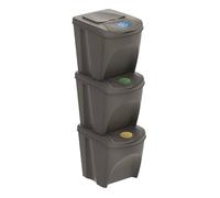 WELL HOME MOBILIARIO & DECORACIÓN Lot de 3 poubelles de recyclage, gris, volume 3 x 25 l