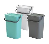 WELL HOME MOBILIARIO & DECORACIÓN Lot de 3 poubelles MODA avec poignée graphite, sauge et blanc 10L