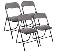 WELL HOME MOBILIARIO & DECORACIÓN Lot de 4 chaises Pliantes en Velours Gris 44 x 52 x 73 cm, 44x52x73
