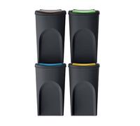 WELL HOME MOBILIARIO & DECORACIÓN Lot de 4 poubelles 100% plastique recyclé, noir, 4 x 35 l