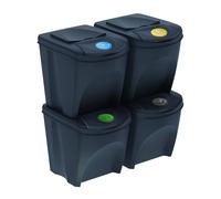 WELL HOME MOBILIARIO & DECORACIÓN Lot de 4 poubelles de recyclage, anthracite, 4 x 25 l