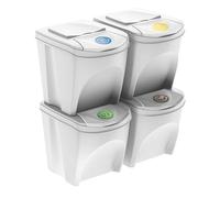 WELL HOME MOBILIARIO & DECORACIÓN Lot de 4 poubelles de recyclage, blanc cassé, 4 x 25 l