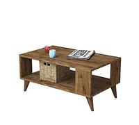 WELL HOME MOBILIARIO & DECORACIÓN Mesa Auxiliar,100% Tablero de aglomerado rechapado en melamina, Color Nogal