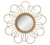 WELL HOME MOBILIARIO & DECORACIÓN Miroir en rotin avec Motif Fleur D 38 cm, doré