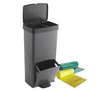 WELL HOME MOBILIARIO & DECORACIÓN Pack Poubelle tri sélectif 70L VERTICAL, 2 compartiments, poubelle à déchets, 76 cm, avec sacs poubelles