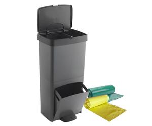 WELL HOME MOBILIARIO & DECORACIÓN Pack Poubelle tri sélectif 70L VERTICAL, 2 compartiments, poubelle à déchets, 76 cm, avec sacs poubelles