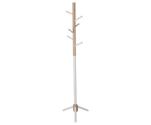 WELL HOME MOBILIARIO & DECORACIÓN Porte-manteau enfant Half de 6 cintres, en métal blanc et bois, 28 x 28 x 176 cm