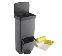 Poubelle ou poubelle de recyclage 70L, VERTICALE, 2 Compartiments, Poubelle, 76 cm, gestion facile, COMPREND des sacs poubelles