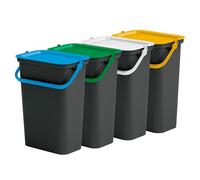 WELL HOME MOBILIARIO & DECORACIÓN Set de 4 poubelles « Moda » 10 l avec anse en vert, blanc, ambre et bleu