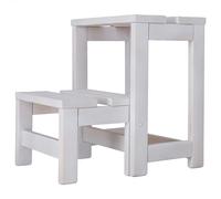 WELL HOME MOBILIARIO & DECORACIÓN Tabouret échelle 2 marches en Bois, Finition Blanche, 32x23x40 cm